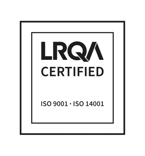 Sello LRQA Certified — ISO 9001 e ISO 14001